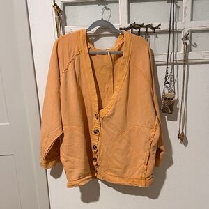Free People Women's Orange Button-Up Jacket